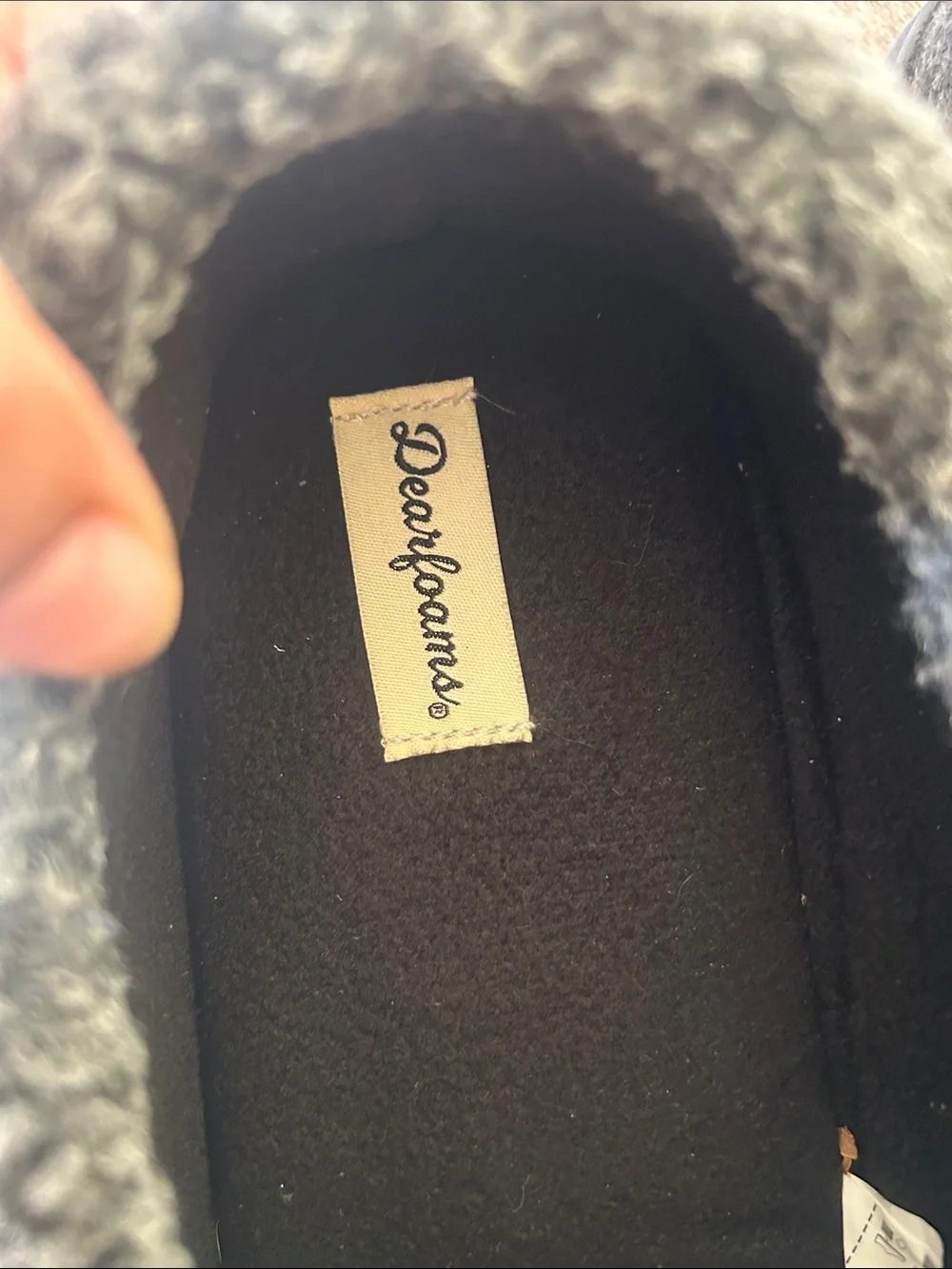 #64. dearfoams Gray Herringbone Fleece-Lined Men’s Slip-On Moccasins